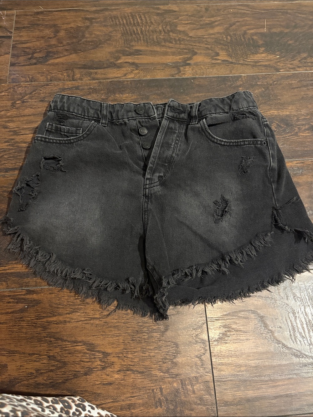 wild fable Black Distressed High-Rise Denim Shorts